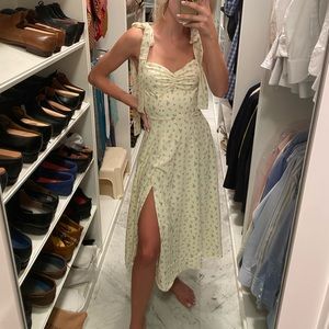 House of CB buttercream floral corset dress w slit